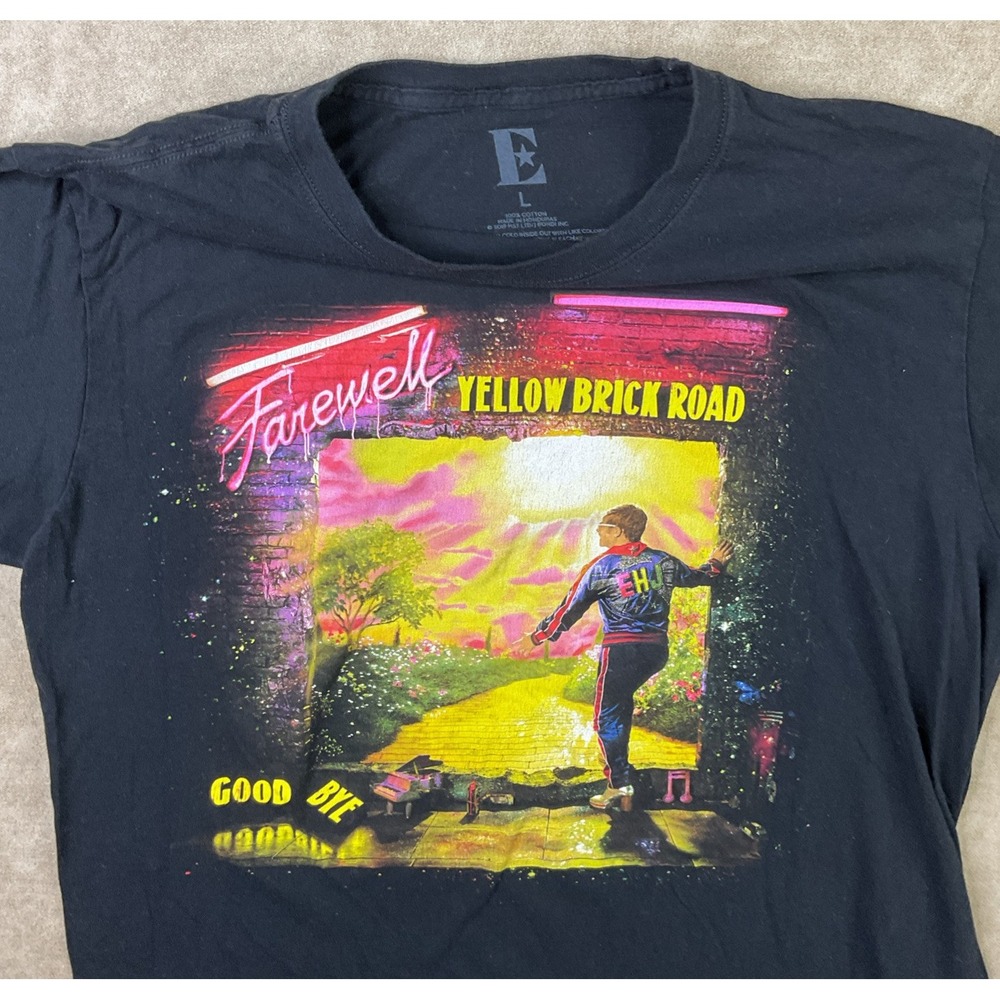 Elton John T-Shirt Farewell Yellow Brick Road Concert Tour‎ Black 2019 Sz L